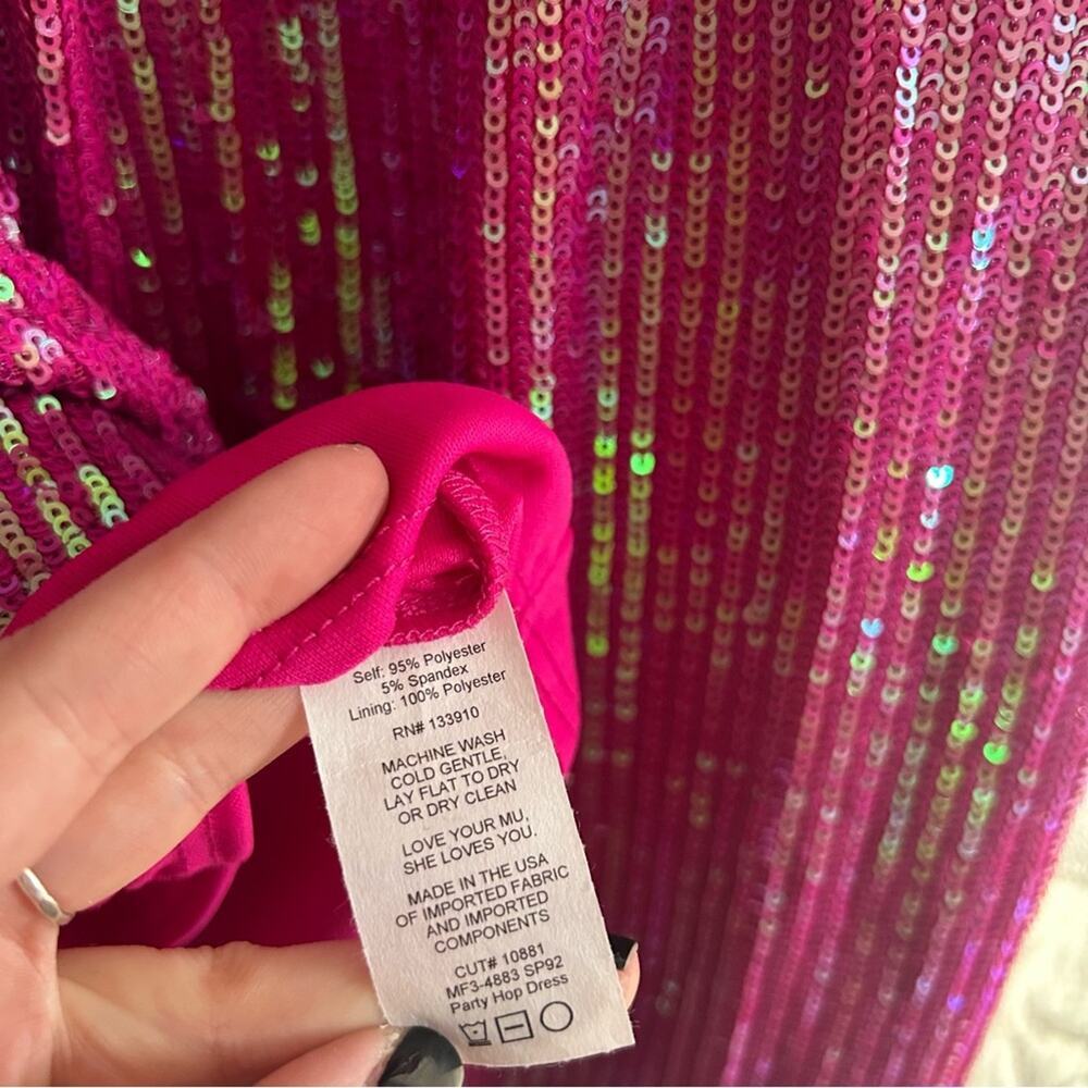 Show Me Your MuMu Hot Pink Sequin Mini Dress - Picture 4 of 4